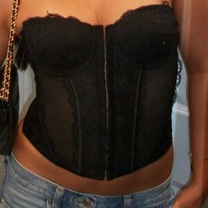 Black Strapless Corset Top